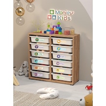 Berra 12 Sepet Stickerlı Çok Amaçlı Dolap Oyuncak Dolabı Çam Diğer