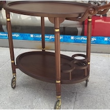 Servis Araba Teker Büyük Model Kayın Ince Torna Iskelet Natüre Bo