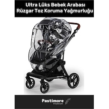 Premium  %100 Pvc Kaplama Fermuarlı Ultra Lüks Bebek Arabası Rüzgar Toz Koruma Yağmurluğu Şeffaf