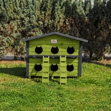 6 Yuvalı Kedi Evi Dış Ortam Yeşil Renk