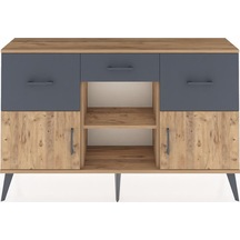 Arges Konsol Tek Raflı 3 Çekmeceli 3 Kapaklı 132x30x83 Çam-çam/antrasit Çam/antrasit