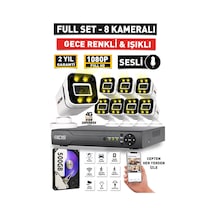 Sesli - 8 Kameralı Fullhd Gece Renkli Ve Işıklı Güvenlik Kamerası - Kamera Seti 500gb Disk