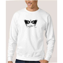 The100 Jus Drein Jus Daun Baskılı Beyaz Erkek Örme Sweatshirt