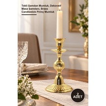 2 Adet Pirinç Şamdan Tekli Şamdan Mumluk, Dekoratif Masa Şamdanı, Brass Candlestick Pirinç Mumluk Diğer