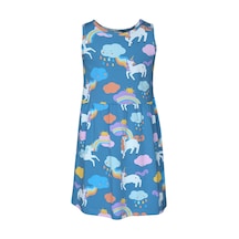 Lovetti Kız Çocuk Lady Unicorn Desen Kolsuz Elbise 5757-131 Çok Renkli