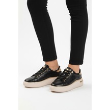 Siyah Bağcıklı Hafif Esnek Kadın Sneaker Lady 028 Z Siyah