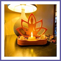 Bezos 3d Baskı Lotus Buda Mumluk - Dekoratif Tealight Mumluk-turuncu Nıda