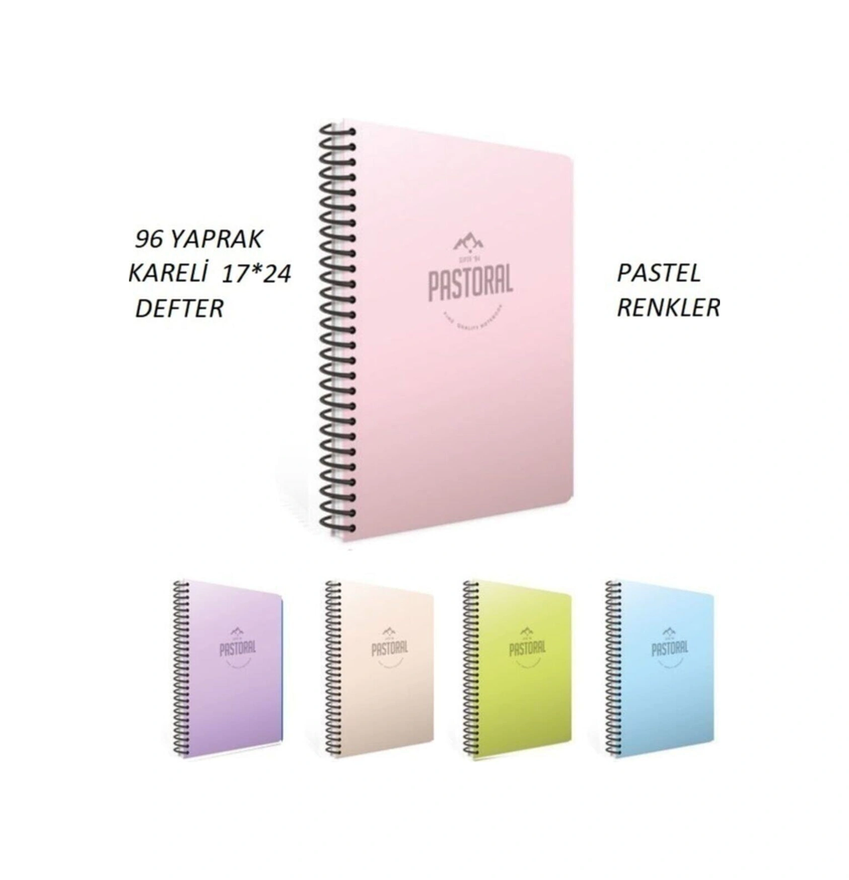 17 24 Pastoral Pastel Renkli Defterler 96yaprak Kareli Defter 4'lü
