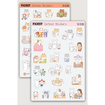 Kawaii Stili Sevimli Anne Bebek Çocuk Hayatı Sticker Seti - 47 Adet Etiket Çıkartma Diğer