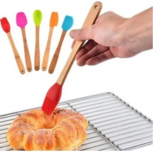 Ulzyvf Yemek Spatulas Spatula Spatula Silikon Silikon Seti Pişirme Pcs Mutfak Mini Mini Makinesi Kulplu Kaşık, Kabuğu İçin Gümüş Fırçası, Ahşap Ahşap 5 5 Xp gümüş