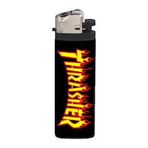 Çakmak Thrasher Alevli Yazı Tasarımlı Full Kaplamalı Gazlı Çakmak