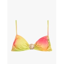 Koton Deniz Kabuğu Aksesuar Detaylı Büzgülü Bikini Üstü Turuncu Desenli 6sak10085mm
