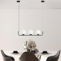 Şık Metal Gövdeyle Modern 3'lü Avize Mutfak Ve Salon İçin, Siyah-13715 Diğer