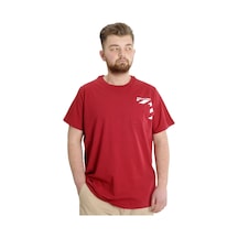 Mode Xl Büyük Beden Erkek T-Shirt Prınt 23203 Bordo 001