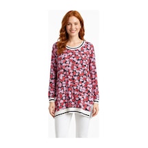 Neden Tekstil Kadın Geometrik Desenli Uzun Kollu Tunik T-shirt - Çok Renkli