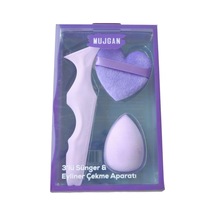 Mujgan Makyaj Süngeri Eyeliner Aparatı 3 L Ü Set Mor