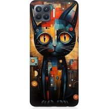 Oppo Reno 4 Lite Uyumlu Kara Kedi Desenli Silikon Kılıf