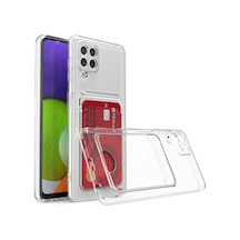 Kilifone - Galaxy A22 4g Uyumlu - Kılıf Kartlıklı Şeffaf Setra Clear Silikon Kapak - Şeffaf