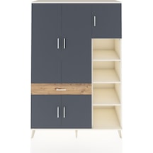 Hyperion Dolap 10 Raflı Tek Çekmeceli 5 Kapaklı 132x44x195 Aytaşı-antrasit/çam Antrasıt/atlas Çam