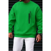 Benroma 3 İplik Penye New York Cıty Baskılı Unisex Sweatshırt Yeşil