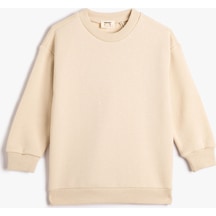 Koton Basic Sweatshirt Uzun Kollu Bisiklet Yaka Şardonlu Bej 4wkb10477tk 4WKB10477TK057 Ekru
