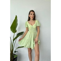 Yeşil Sırt Dekolteli Elbise Yeşil