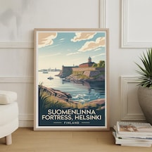 Suomenlinna Kalesi Helsinki Seyahat Posteri Vintage İskandinav Duvar Kanvas Tablo