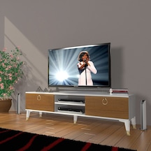 Decoraktiv Eko 140 Mdf Dvd Gold Tv Ünitesi Tv Sehpası - Beyaz - Ceviz Beyaz - Ceviz