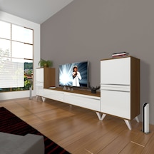 Decoraktiv Eko On2 Mdf Std Retro Tv Ünitesi Tv Sehpası - Ceviz Beyaz Ahşap - Beyaz