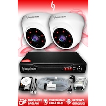 Bayicam 2 Kameralı Dome 2 İç Kamera Set 250 GB HDD Full HD Gece Görüşlü Güvenlik Kamerası Sistemi
