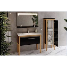 Creavit Mask 100cm Led Ayna-etajer Siyah Şeffaf