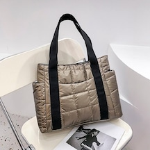 Ganzhoushop Tote Tasarımcı Tasarım Spor Omuz Naylon Markası Kış Kadınlar İçin Hit Ekose Dolgulu Dokulu Çantası Çantaları Çantaları Çantalar Büyük Black Alışveriş 2024 Sl Siyah