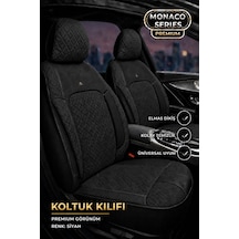 Peugeot 208 2012+ Uyumlu Monaco Serisi Eviza Deri Detaylı Siyah Koltuk Kılıfı
