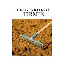 Füze 18 Tırmık 18 Dişli Takviyeli Çelik Bahçe Tırmığı - 4 Mm Kalınlık 56 Cm Bahçe Tarla Tırmığı