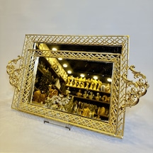 2'li Şeritli Metal Aynalı Tepsi Gaga-047