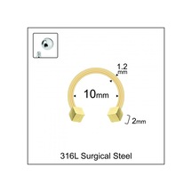 316 L Cerrahi Çelik Kıkırdak Helix Tragus Piercingi Altın