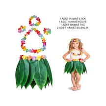 Çocuk - 813 - Hawaii Kostüm Seti - Yaprak Etek &amp Hawaii Set - - Edntrend - 5 Parça