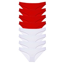 8 adet Süper Eko Set Likralı Kadın Slip Külot Kırmızı Beyaz RYL-EKO8015