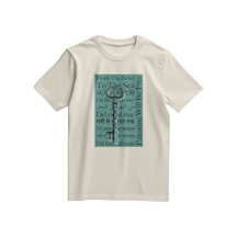 Unisex Kısa Kollu Dönüş Anahtarı Ve Çok Dilli "nehirden Denize" Sloganlı Tişört S - 2xl T300027 Krem