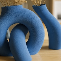 Bezos 3d Baskı Interlocking Vazo - İç İçe Geçen Dekoratif Vazo-mavi Bzstk