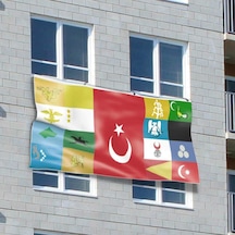 17 Eski Türk Devletleri Tek Poster Raşel Bayrak 120x250 Cm 1