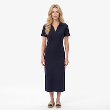 Nautica Kadın Lacivert Slim Fit Kısa Kollu Elbiseçizgili65d750t