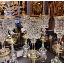 Çeyizci Çarşı 6lı Yaldızlı Kristal Ayaklı Su Bardağı Kahve Yanı Su Bardak