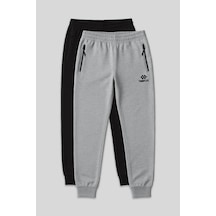 Tommylife Standart Kalıp 2li Paket Siyah-gri Melanj Erkek Eşofman Alt - 84587 Gb Melanj-siyah/siyah
