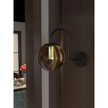 Pilli Modern Tasarımlı Kıvrak Camlı Duvar Aplik Bal Cam Diğer