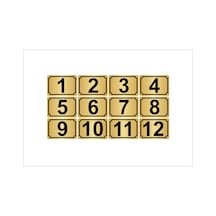 Metal Kapı,masa,dolap Numarası 7cmx10cm 12 Adet Dikdörtgen (1…12) Altın Renk Metal