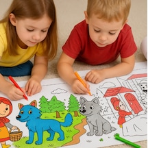 Kırmızı Başlıklı Kız Masal Temalı Boyama Rulosu 30 Cm X 3m Çocuklar Için Eğitici Ve Eğlenceli Aktivite