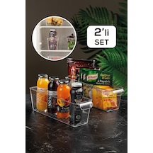 2'li Buzdolabı Düzenleyici - Şeffaf Buzdolabı Içi Düzenleyici Organizer 10 X 32,5 X 10 Cm Şeffaf
