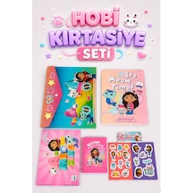 X Dekomus Lisanslı Gabby S Dollhouse Hobi Kırtasiye Seti Boyama Kitabı,resim Defteri,bloknot,sticker Altın