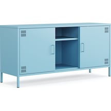 Pera Tv Ünitesi, Tv Dolabı,2 Kapaklı, Açık Raflı 130,50 X 40 X 64,50 Cm Ral 5024 Mavi